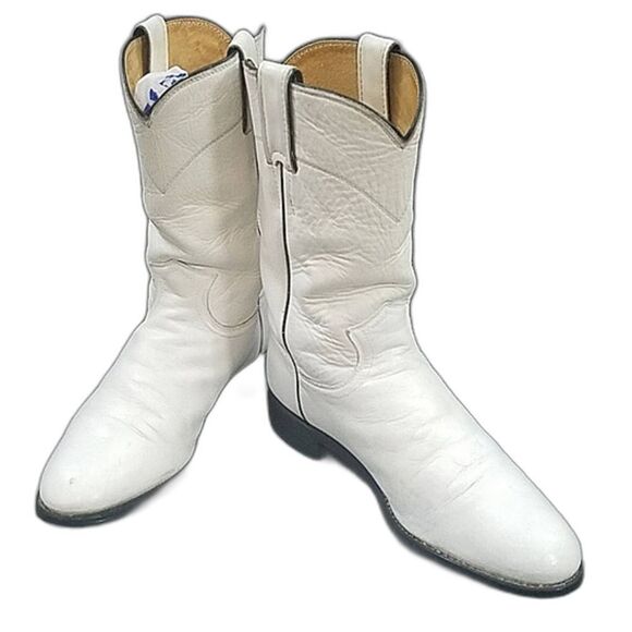 Justin vintage Roper western boots white leather L3086 women's 7C - Picture 1 of 16